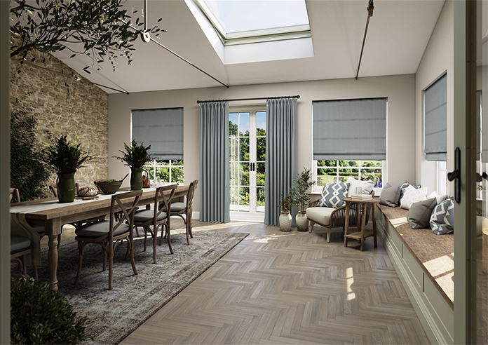Montierre Stripe, Dusky Cornflower - Roman Blind - Image 6